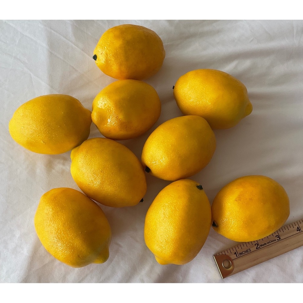 9 Piece Artificial Yellow Lemons Realistic Faux Citrus Fruit Home Kitchen Decor